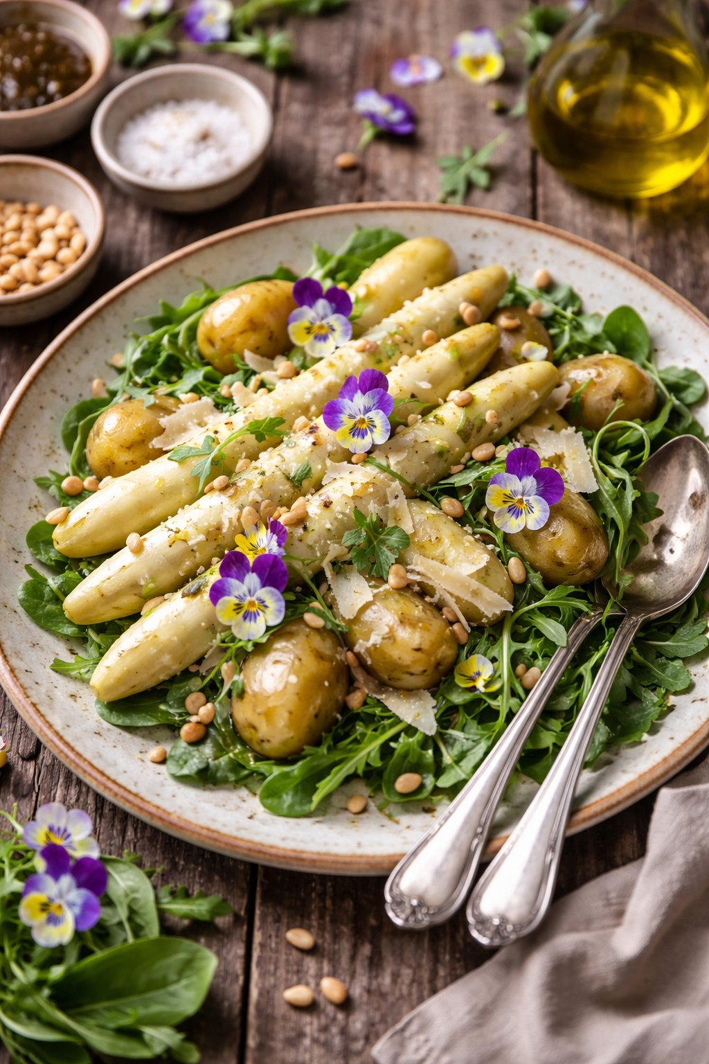 Ljummen sallad med vit sparris