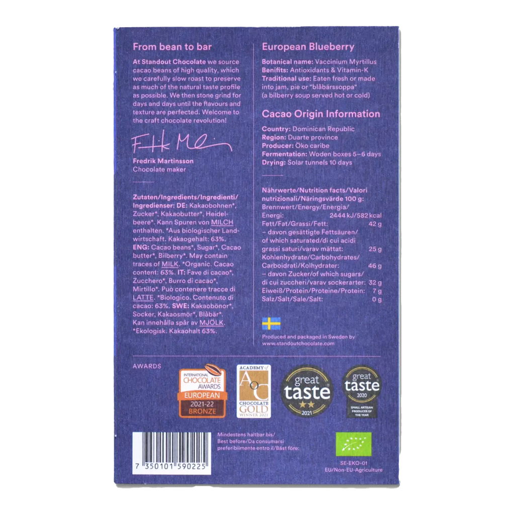 Standout Chocolate Nordic Nature Blåbär 63%