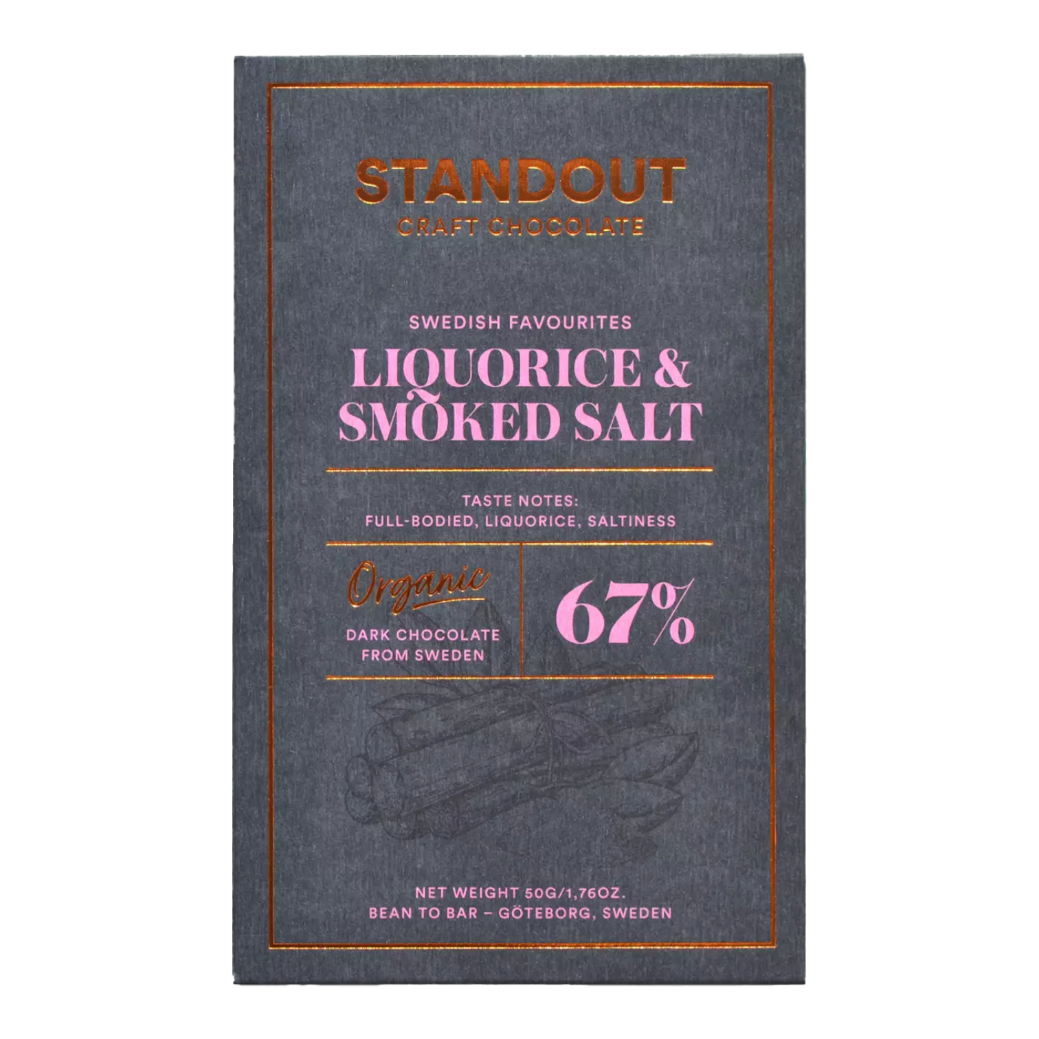 Standout Chocolate Lakrits & Bokrökt Havssalt 67%